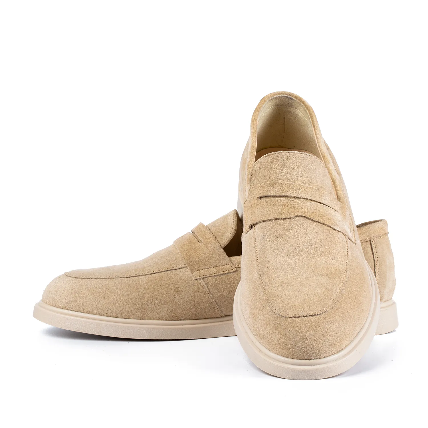 Lucas Shoes Ezra mocasini bej velur piele naturala