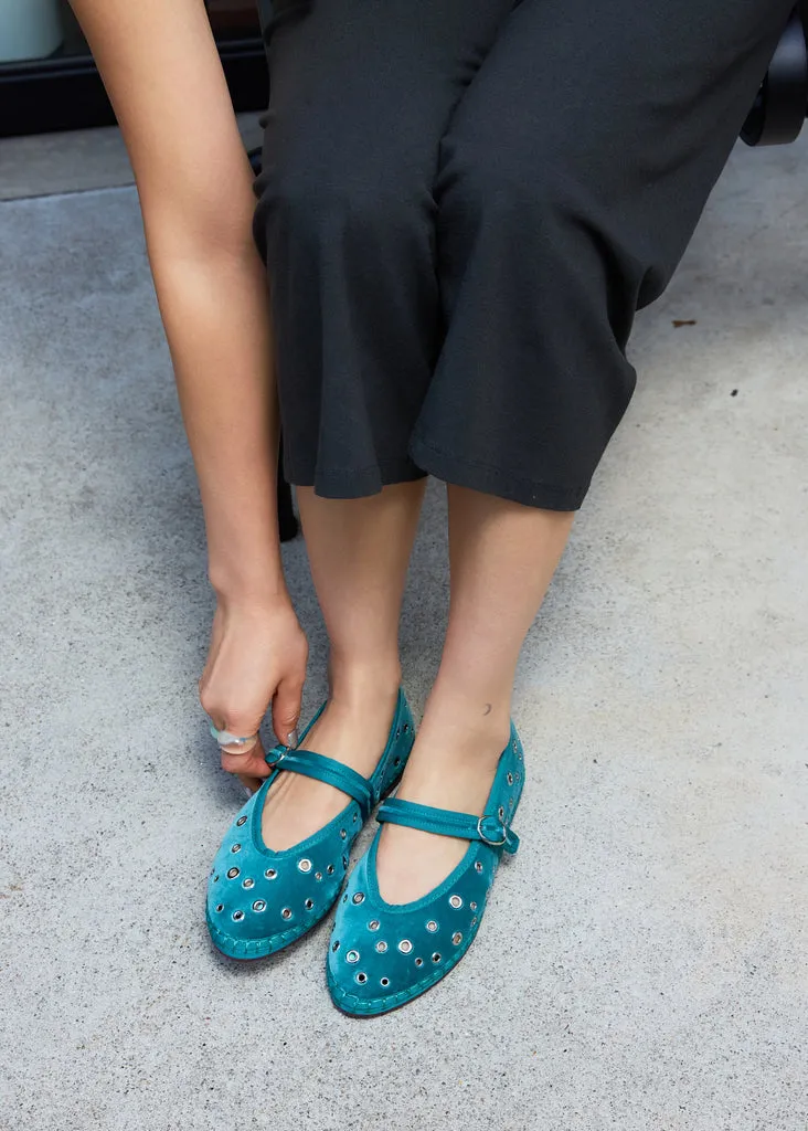Flagelus Ophelia Petrol balerini verde velvet