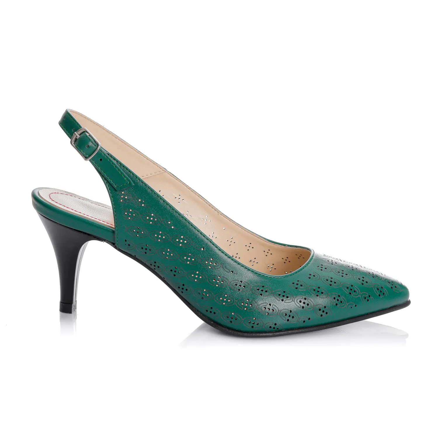 Catinca Shoes L018 VB sandale damă piele verde perforat