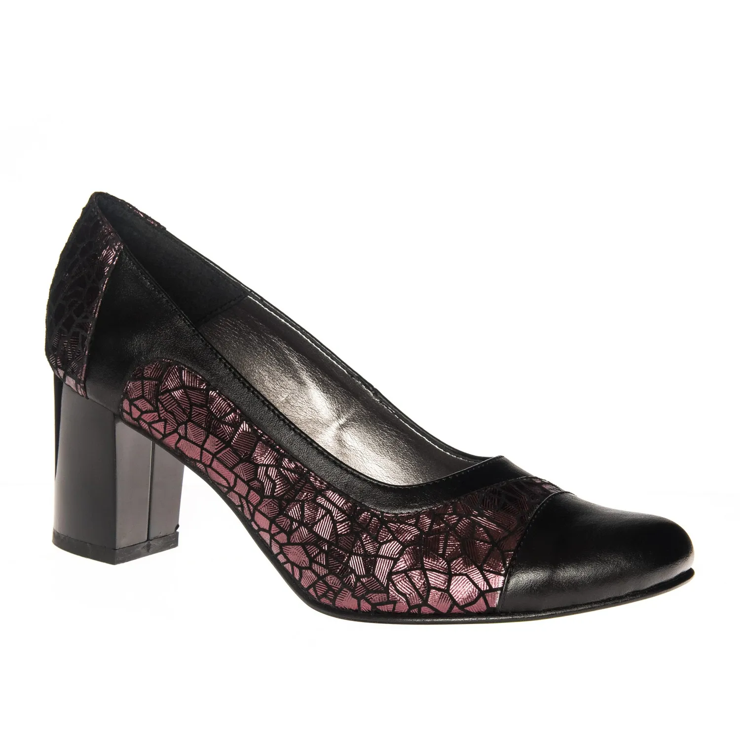 Catinca Shoes 315 NBIB pantofi piele naturala negru bordo