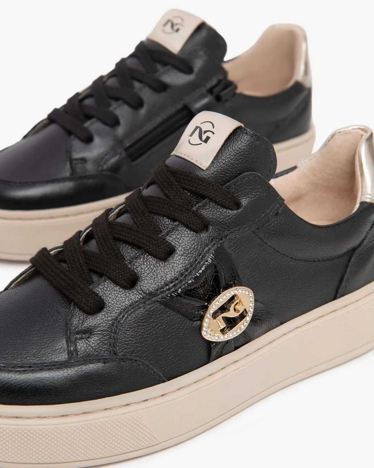 NeroGiardini sneakers fete piele lac si bijuterie