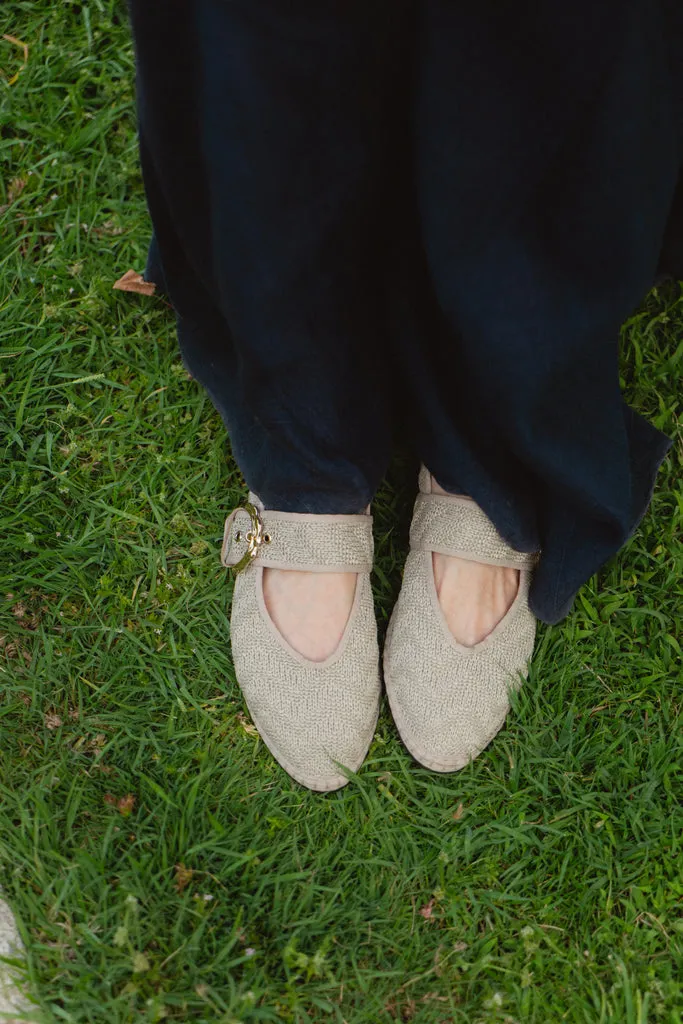 Flagelus Sophie Raffia Nude balerini rafie gri
