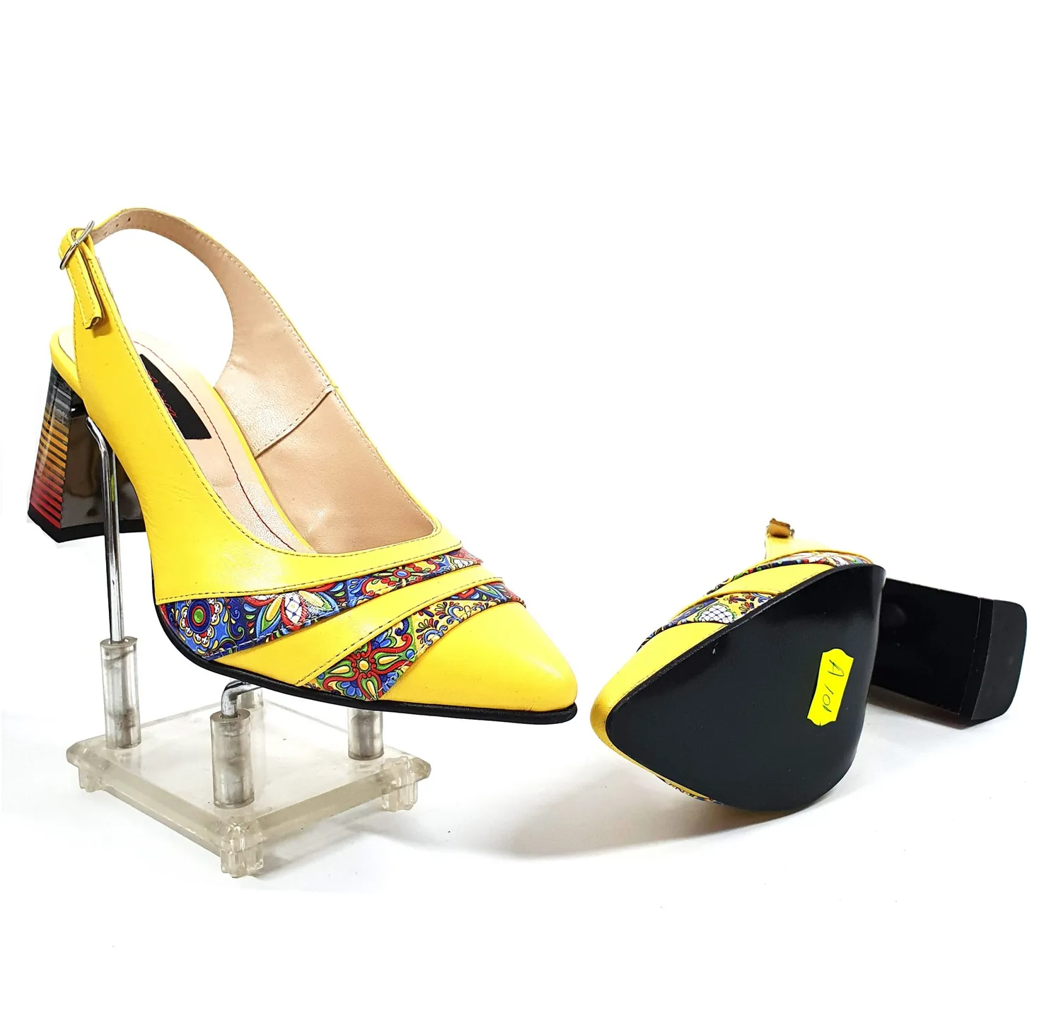 Catinca Shoes A101 GM3D sandale dama piele galben mozaic 3D