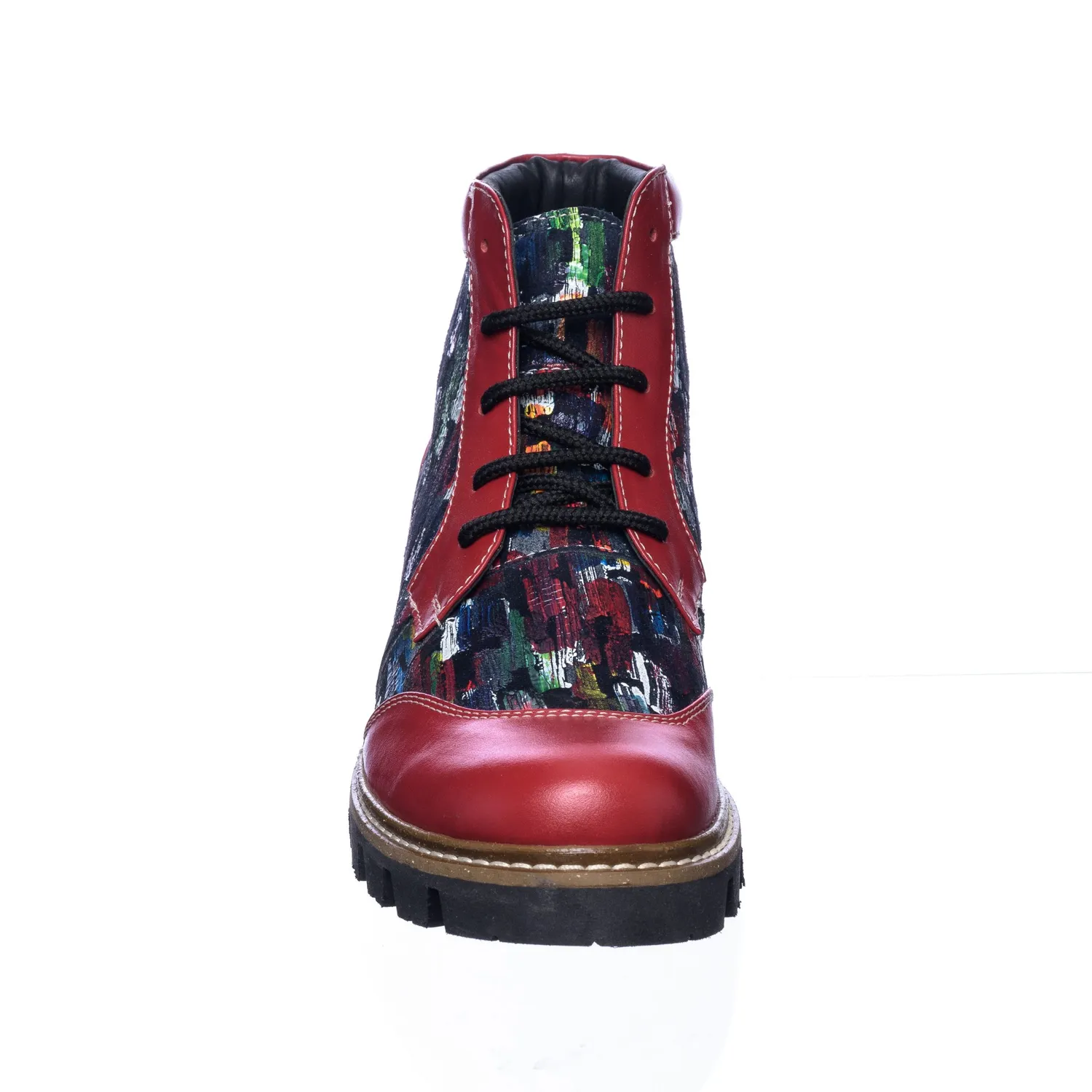 Catinca Shoes BC28 RBP bocanci dama piele naturala rosu pictura