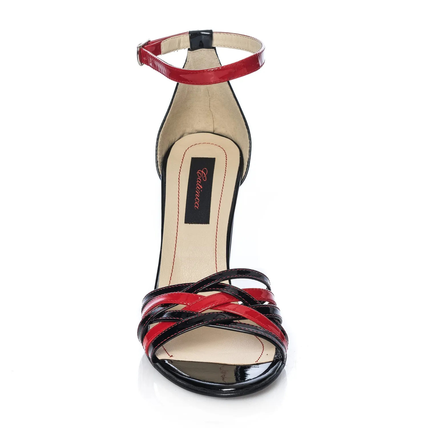Catinca Shoes S6 NLRL sandale damă piele negru-roșu lac