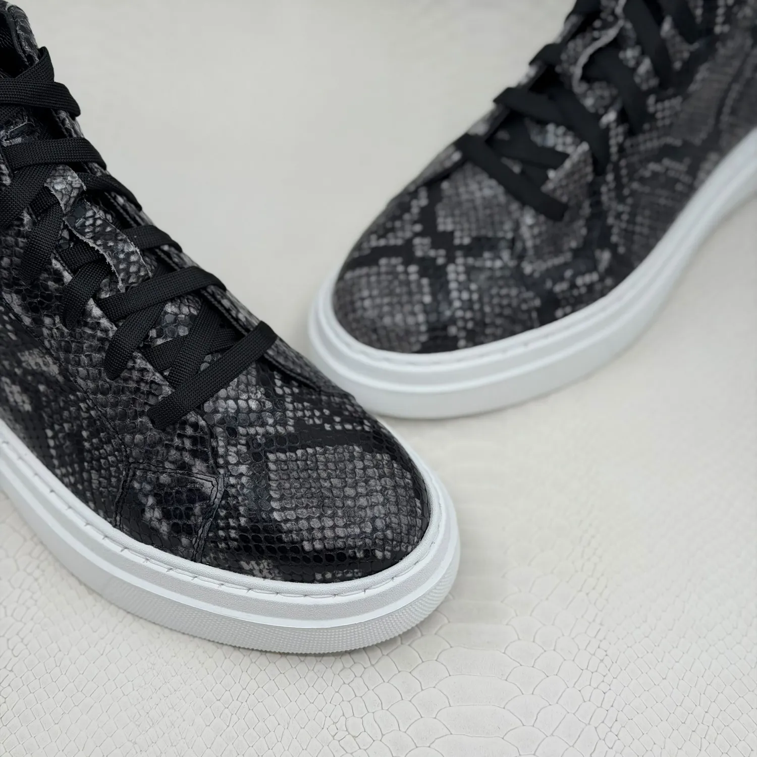 Lucas Shoes 855 A Snake ghete gri piele naturala