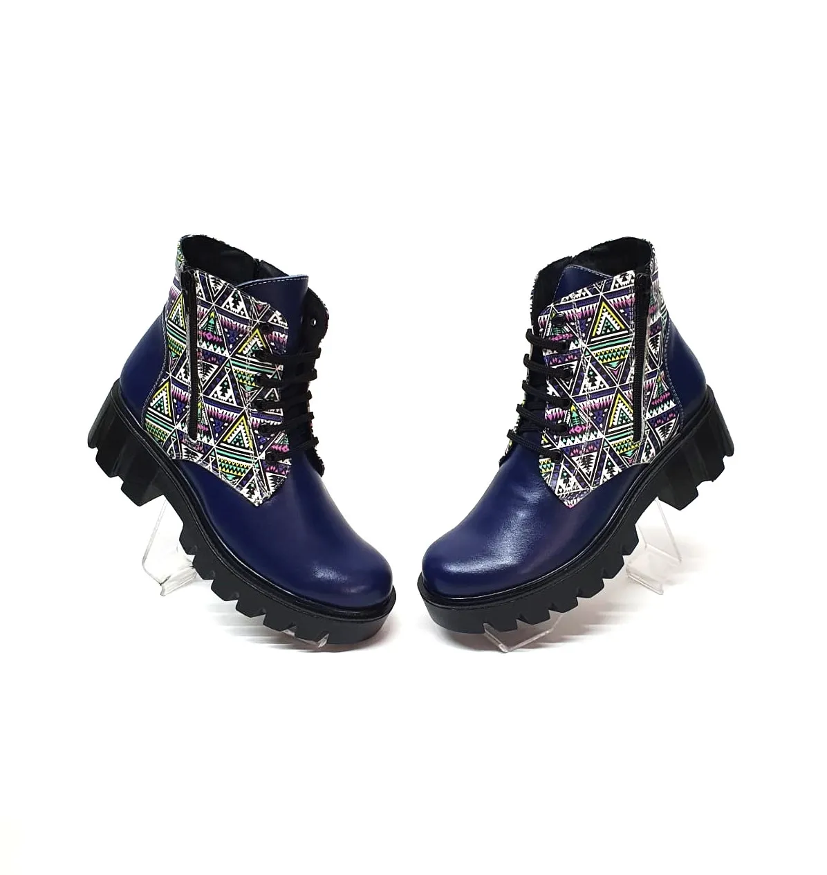 Catinca Shoes BC35 BT bocanci piele bleumarin triunghi