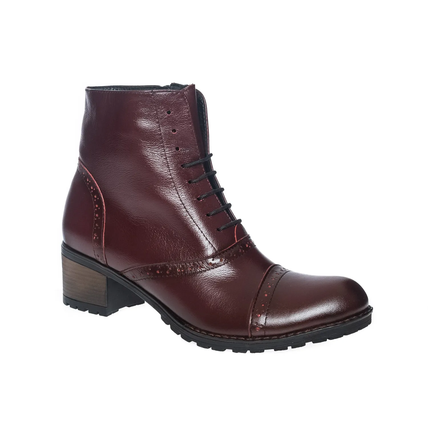 Catinca Shoes BC1 B ghete bordo piele naturală