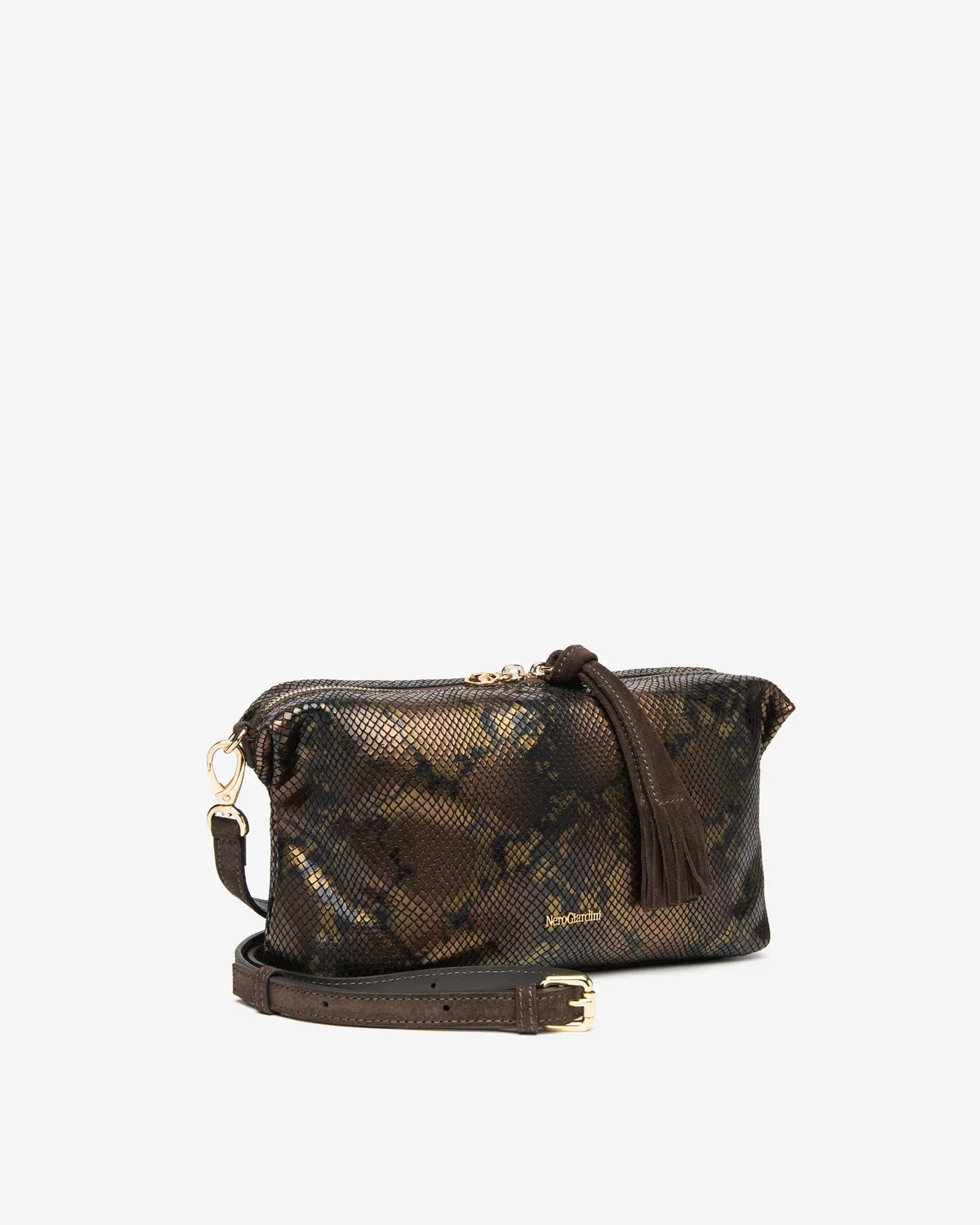 NeroGiardini geantă damă piele crossbody imprimeu șarpe