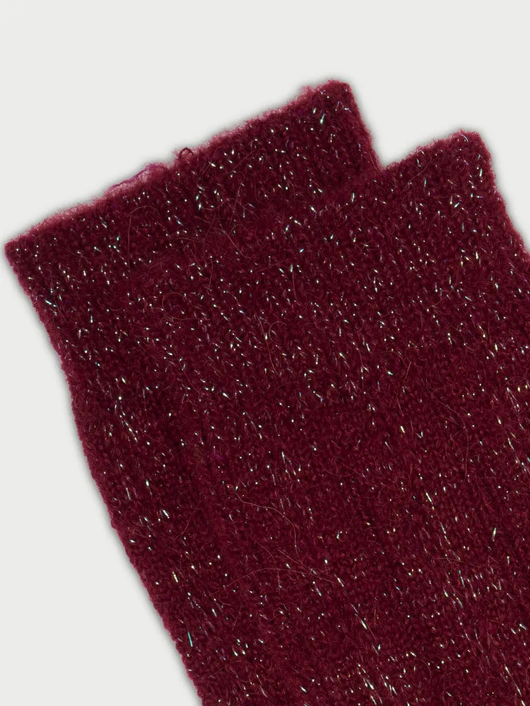 Flagelus Crown and Crotchet sosete bordo glitter