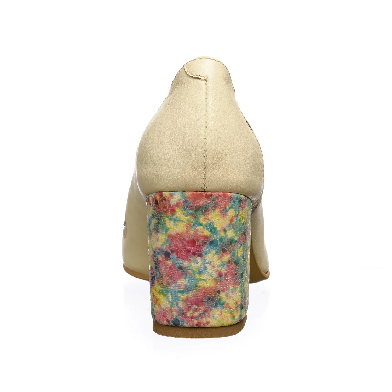 Catinca Shoes 114 BM pantofi piele bej toc multicolor