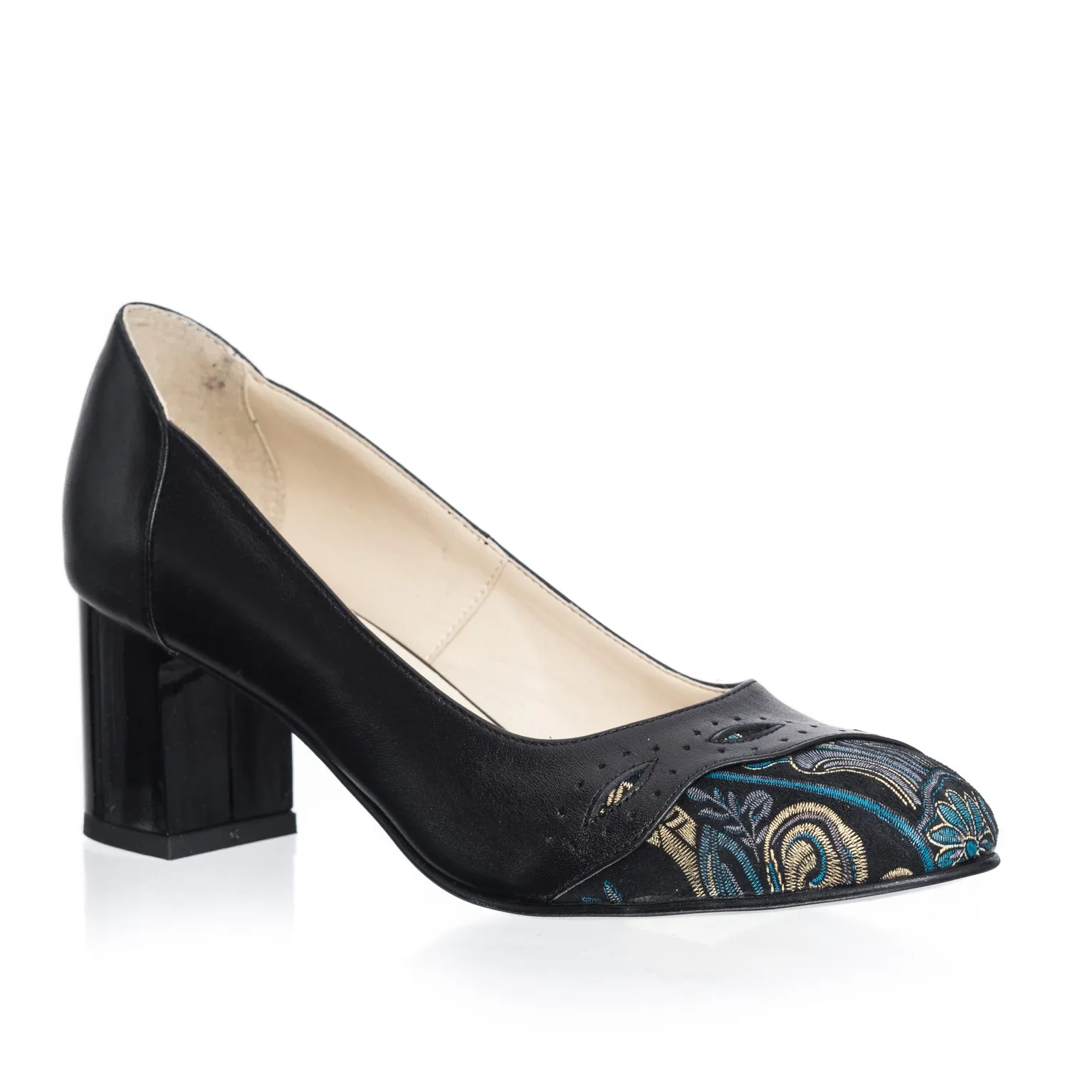 Catinca Shoes 03 NVS pantofi piele negru cu vârf șal