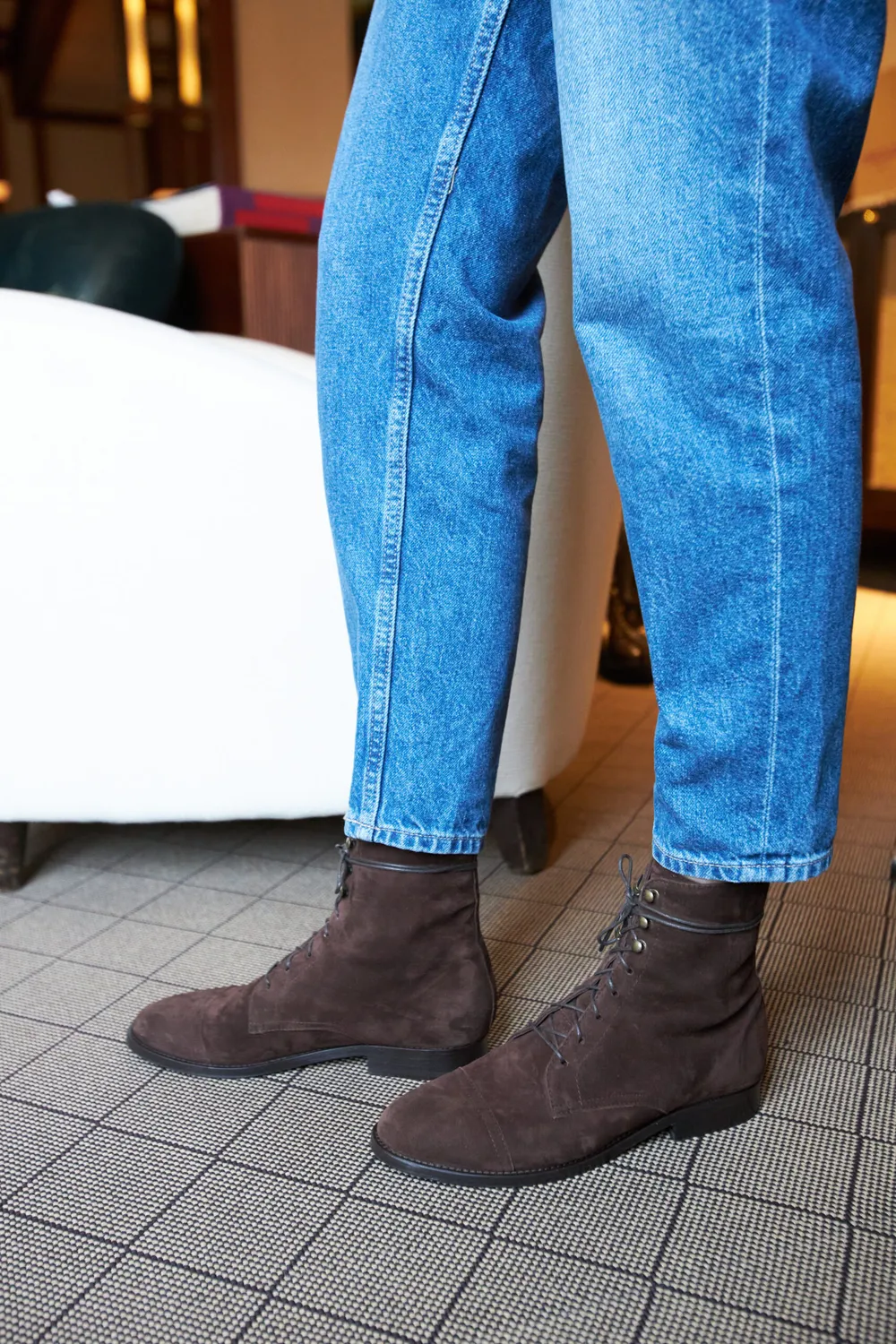 Cecilia Bringheli Eva Dark Brown botine piele intoarsa maro