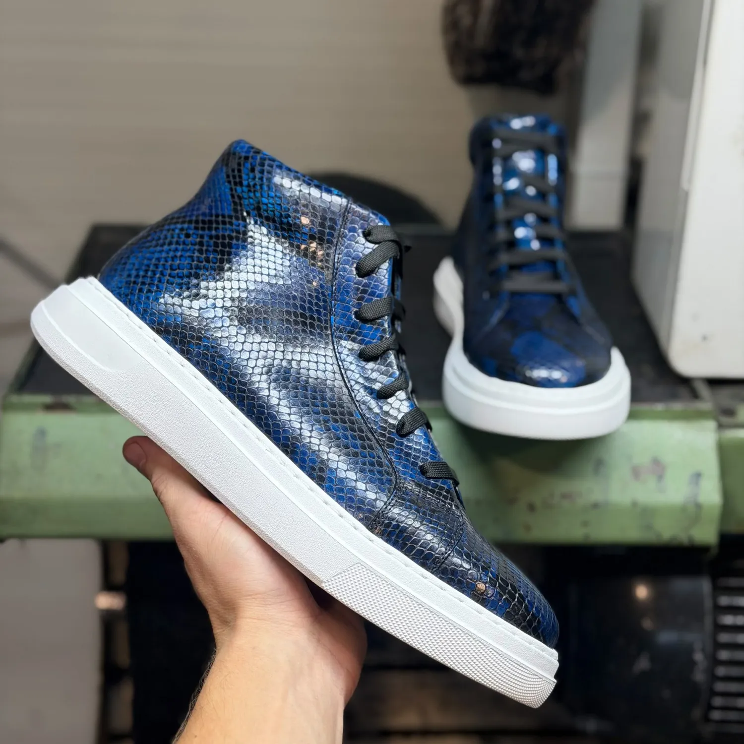 Lucas Shoes 855 A Snake ghete blue piele naturala