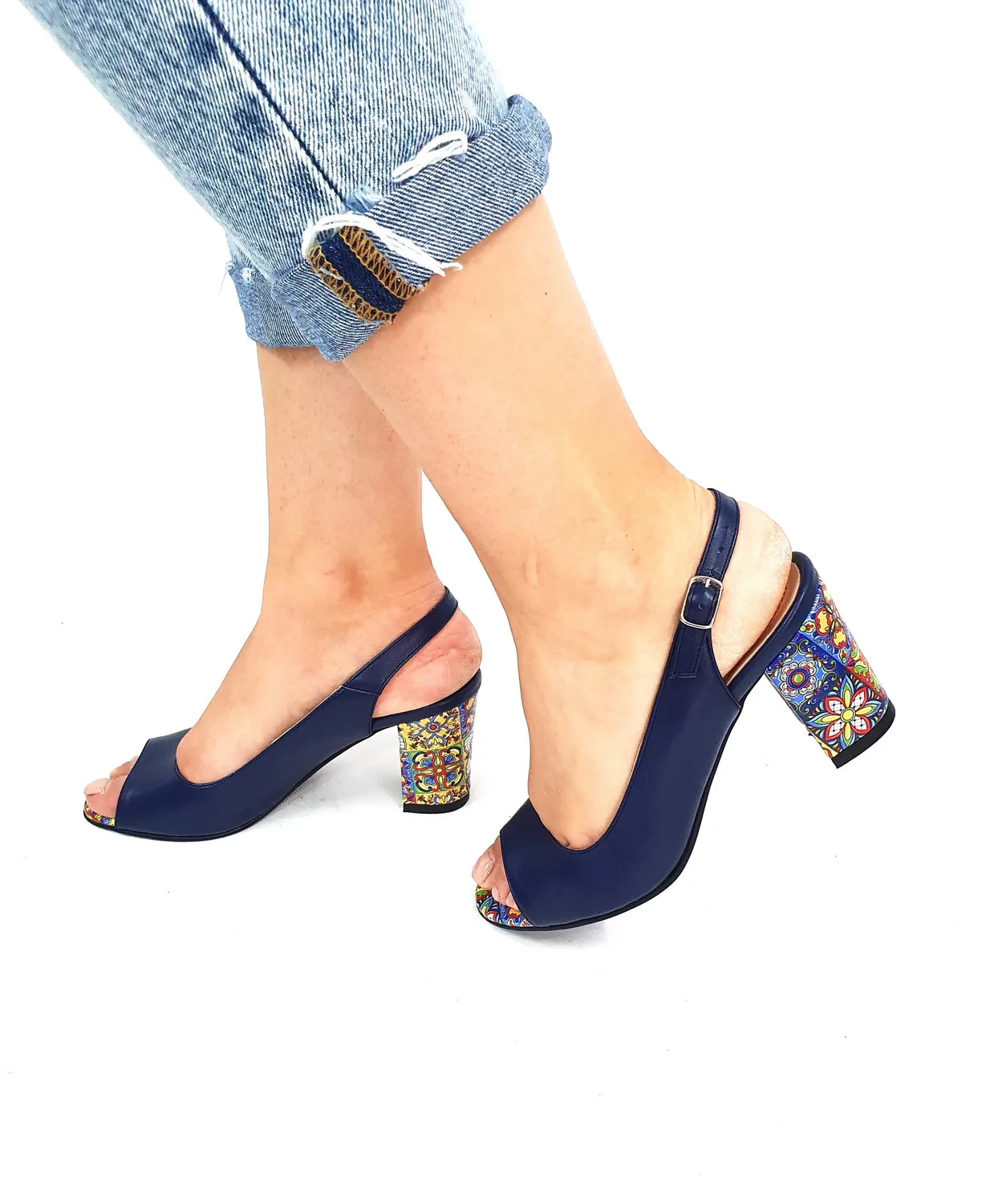 Catinca Shoes S29 AM3D sandale dama albastru mozaic piele