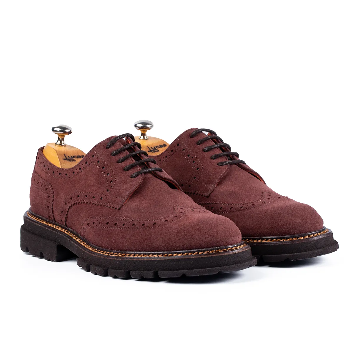 Lucas Shoes Elegant 550 pantofi velur visiniu piele