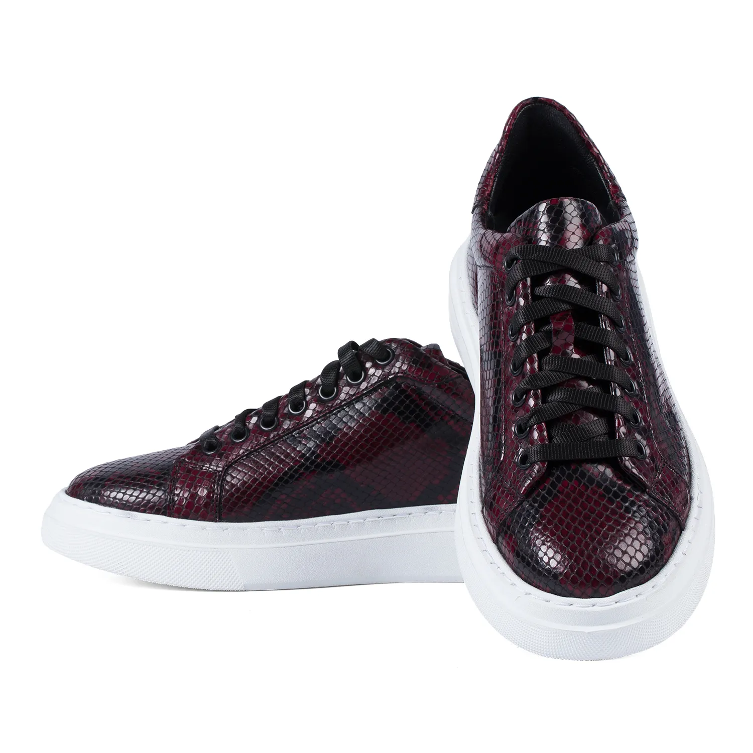 Lucas Shoes 510 Chile Snake sneakers bordo piele naturala