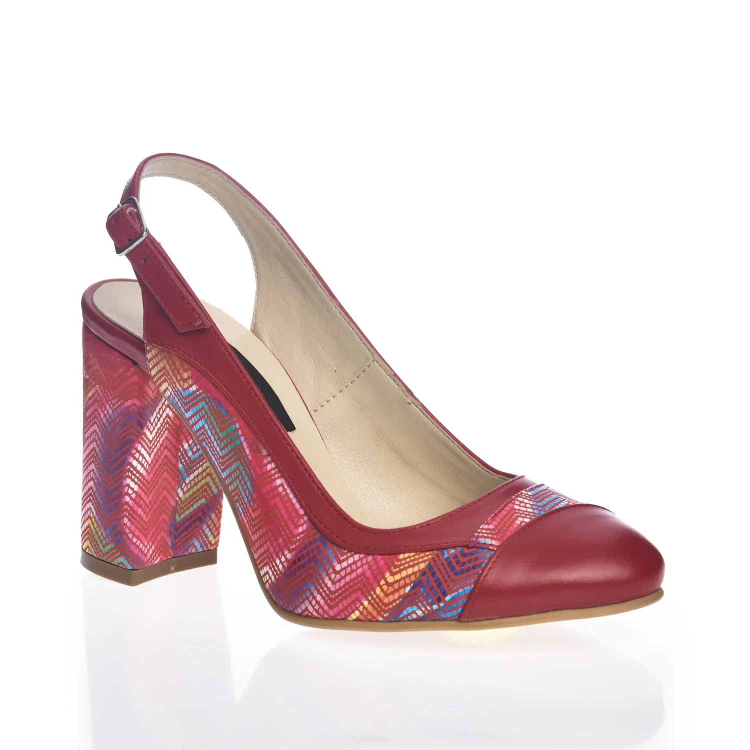 Catinca Shoes 269 RM sandale dama rosu toc multicolor