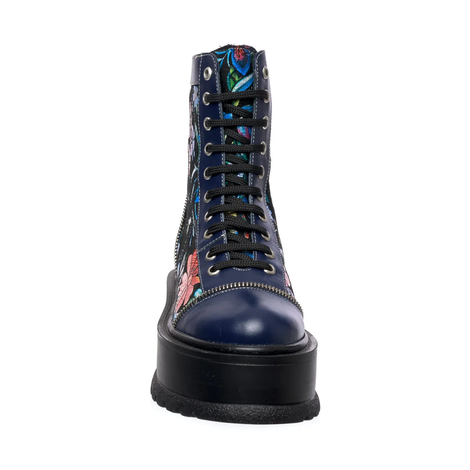 Catinca Shoes BC31 BBFN bocanci dama piele naturala albastru flori