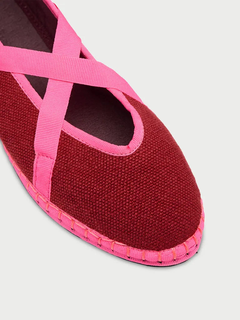 Flagelus Ribbon Linen Cherry pantofi rosu in