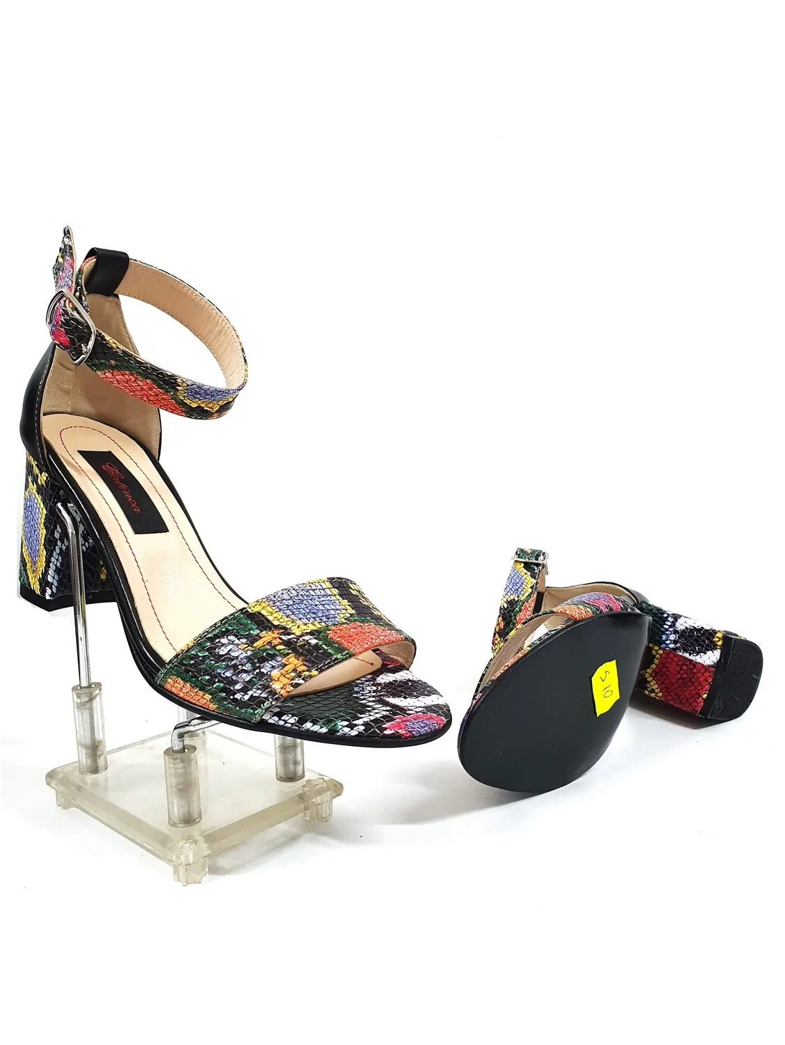 Catinca Shoes S10 NSR sandale damă piele negru șarpe roșu
