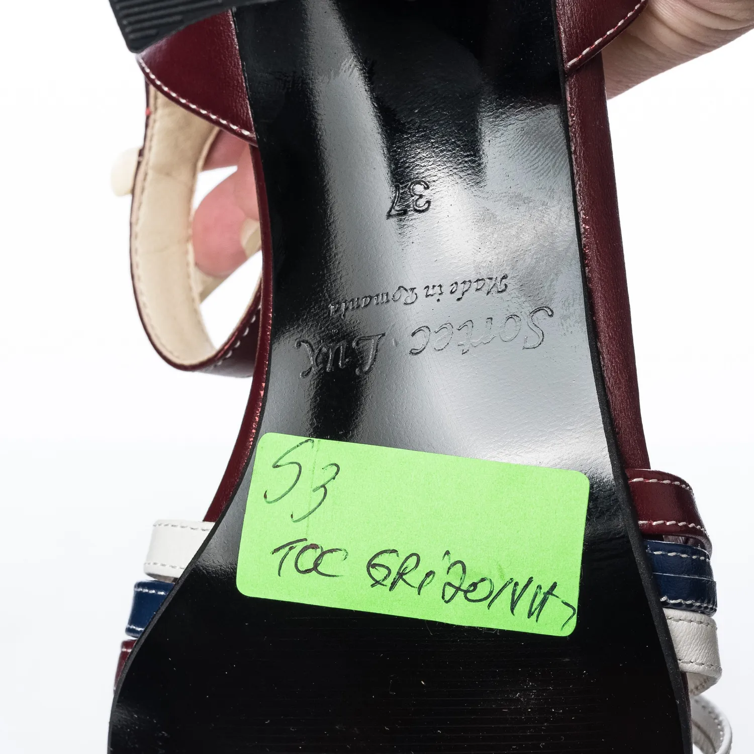 Catinca Shoes S3 BAA sandale dama piele bordo albastru alb