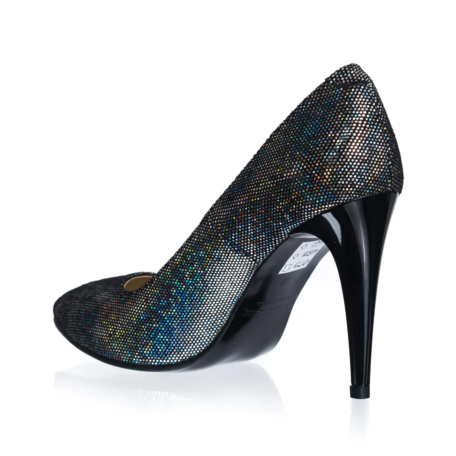 Catinca Shoes 2691 pantofi stiletto piele negru sclipici
