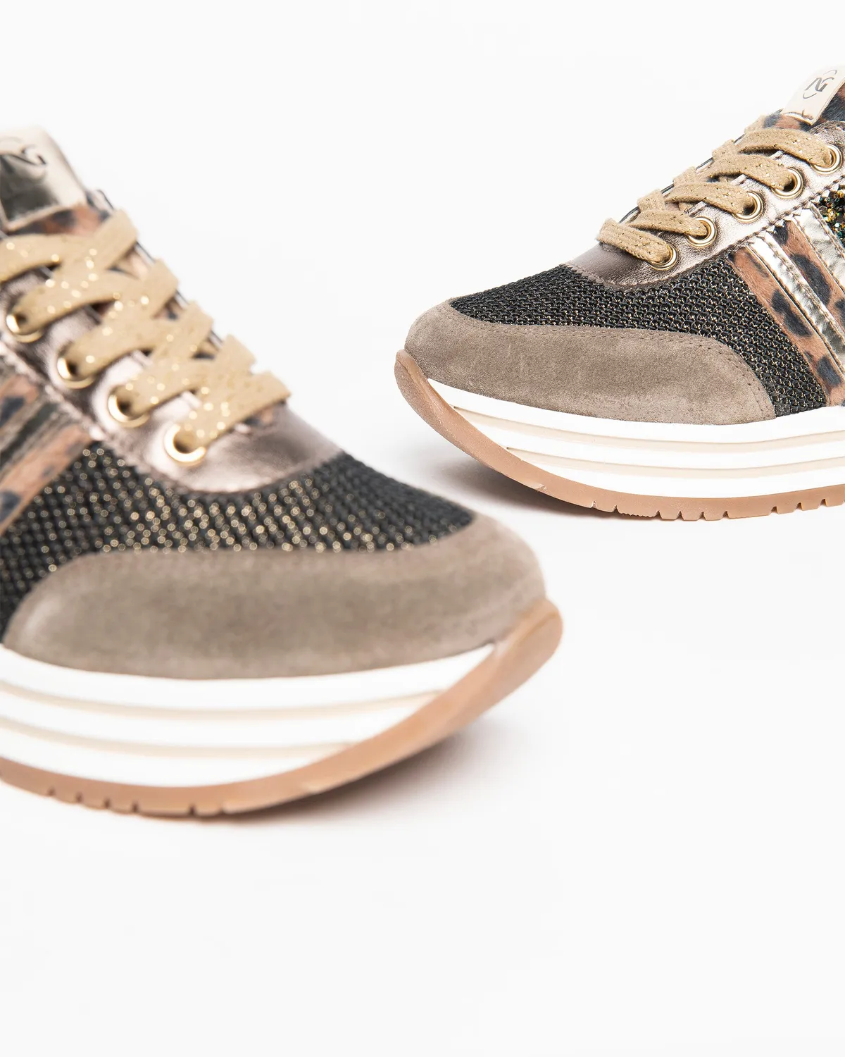 NeroGiardini Teens sneakers piele intoarsa sclipici