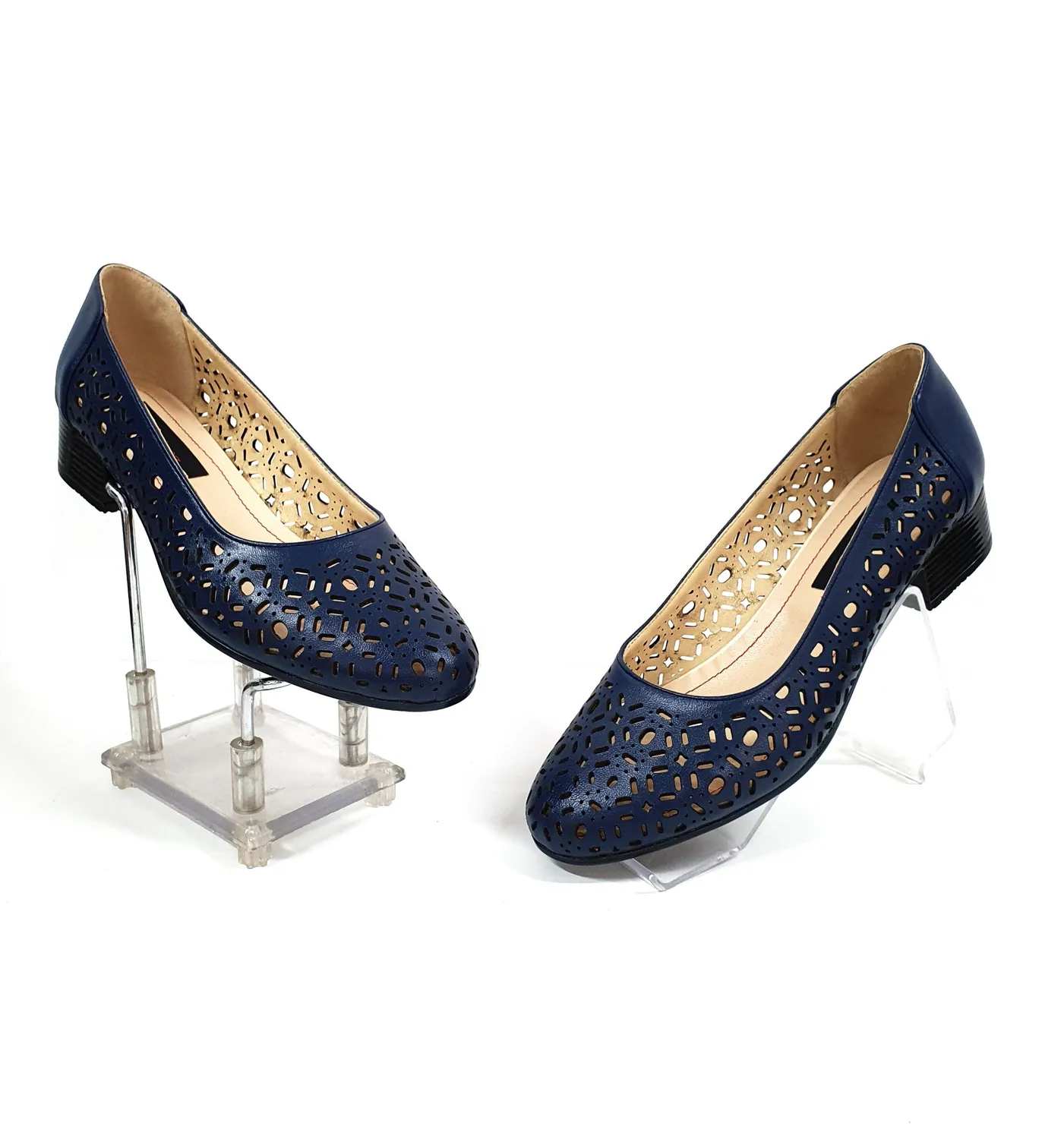 Catinca Shoes T10 BL pantofi perforați piele bleumarin