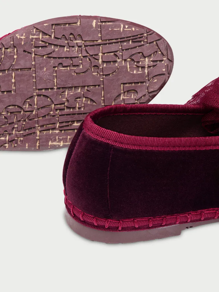 Flagelus Ginevra Wine slippers catifea visiniu cu siret