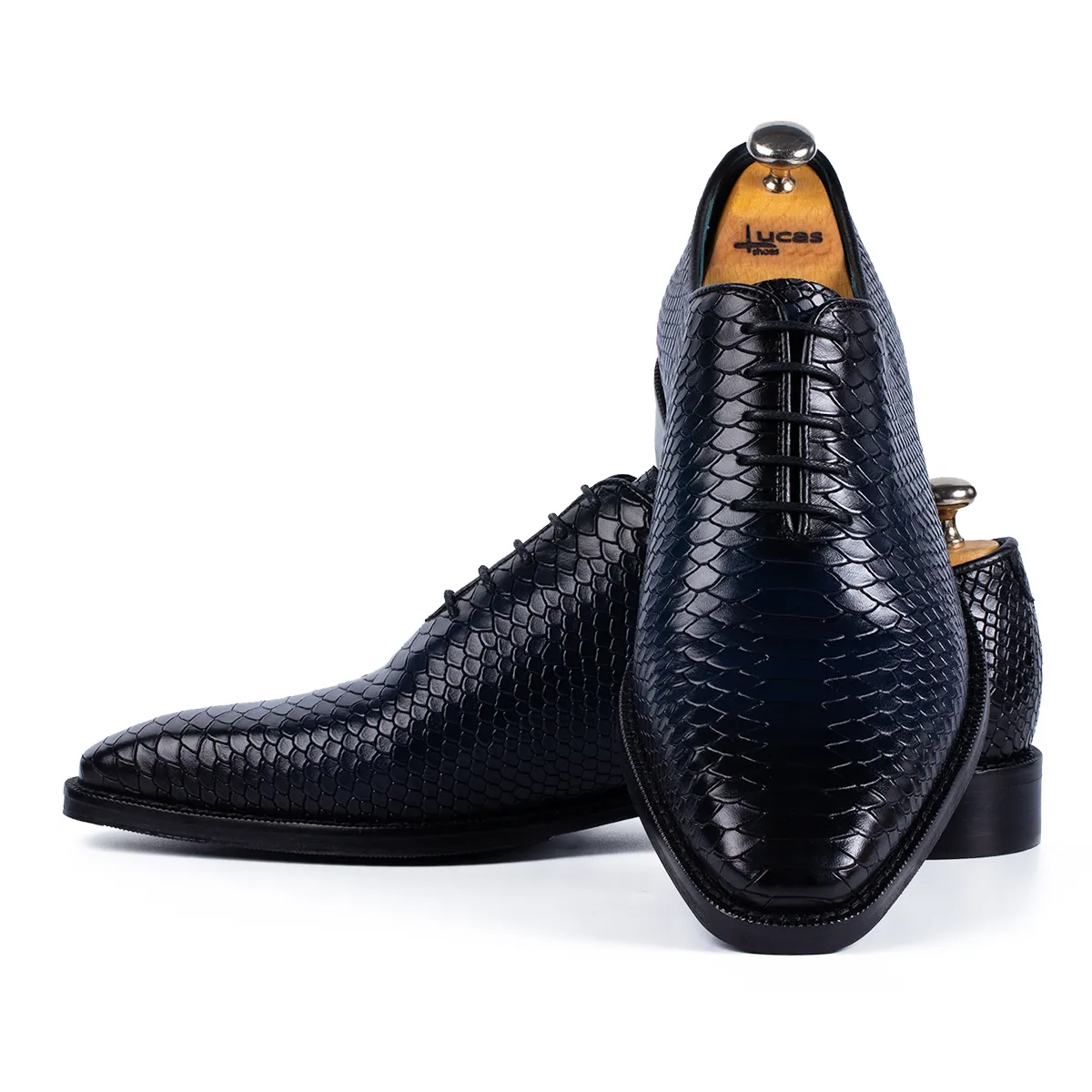 Lucas Shoes 725 Piton pantofi albastru pictati manual