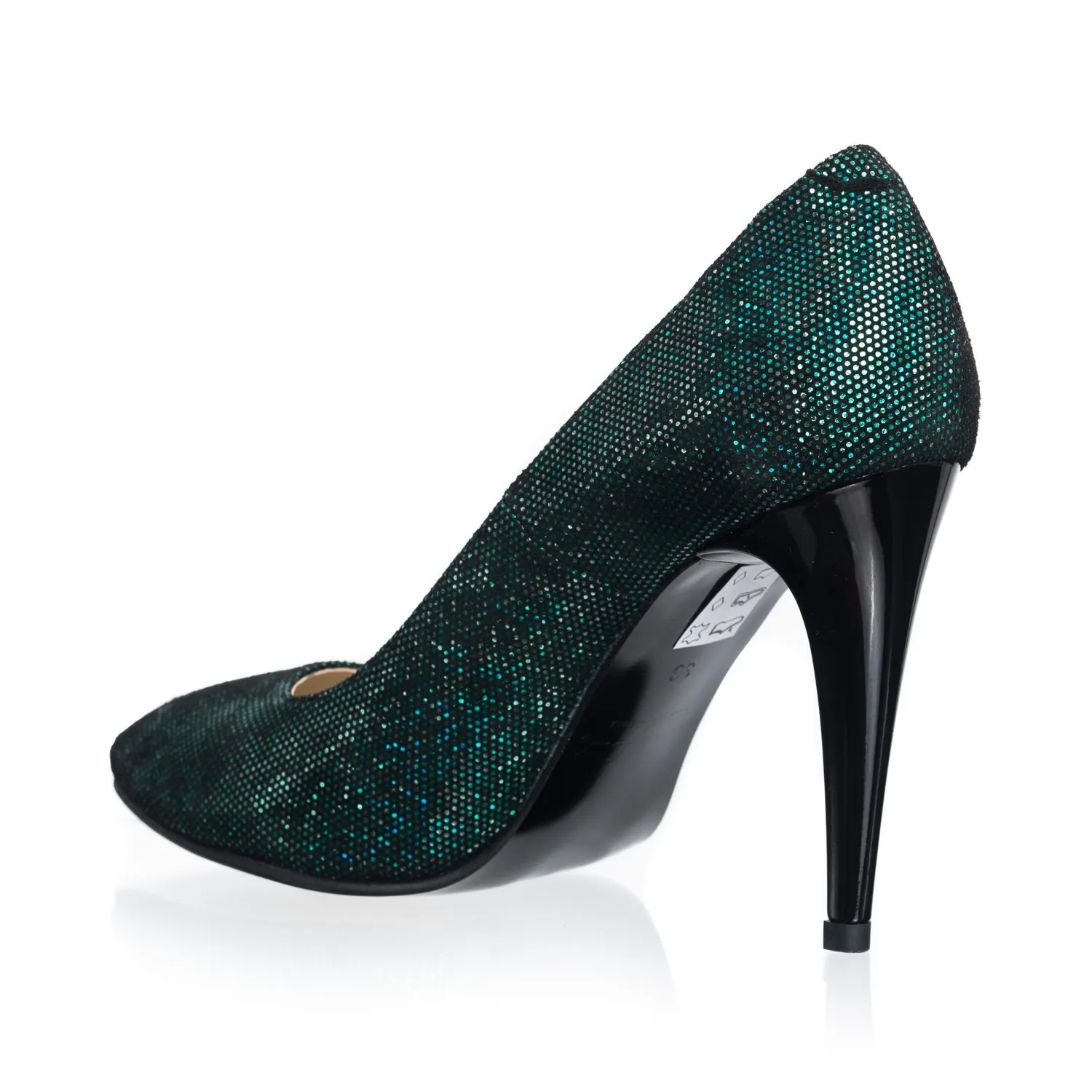 Catinca Shoes 2691 VSC pantofi stiletto piele verde sclipici