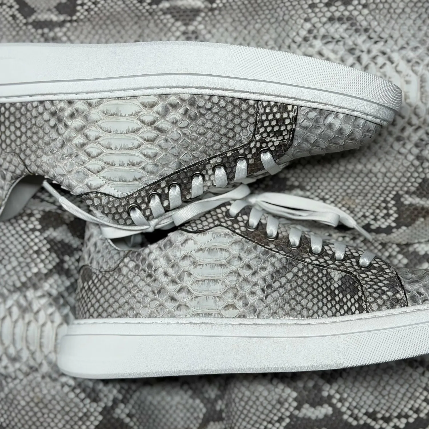 Lucas Shoes 510 Chile Python sneakers albi piele naturală