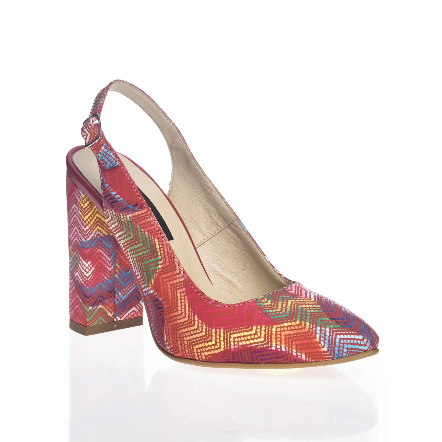 Catinca Shoes 269 RMZ sandale dama piele naturala rosii mozaic