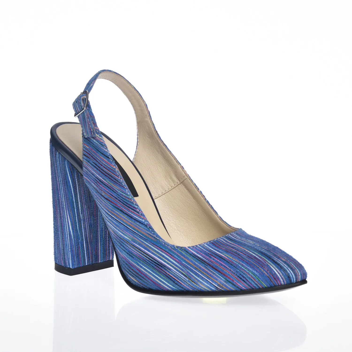 Sandale damă Catinca Shoes 269 AID dungi albastre piele