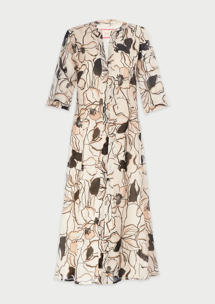 Flagelus Yao Beige Kaftan rochie bej lungă