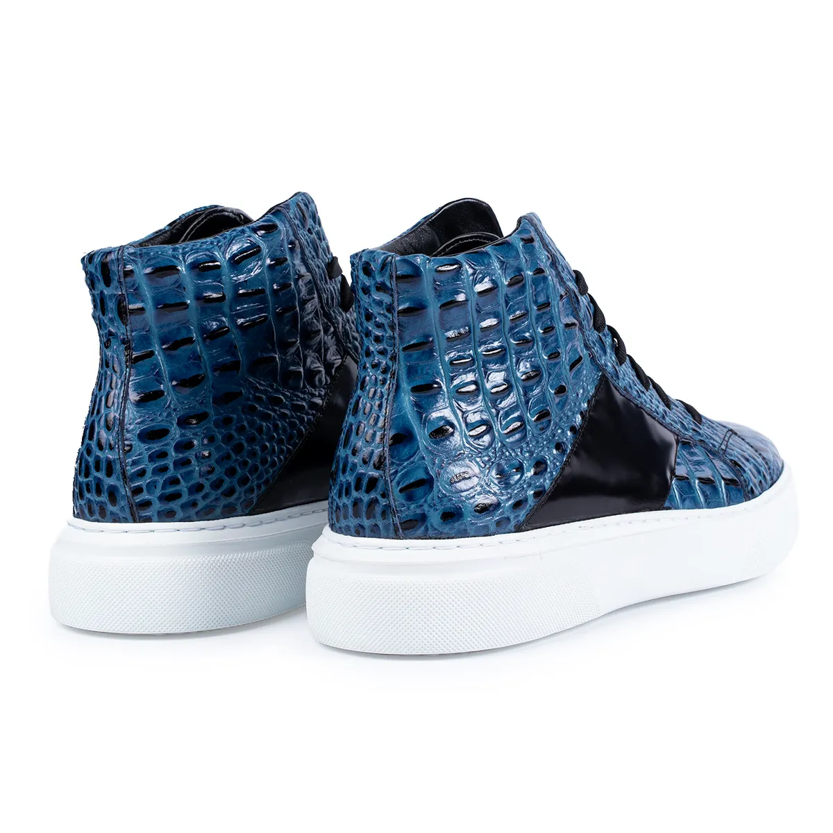 Lucas Shoes 855 Croco Blue ghete barbati albastre piele