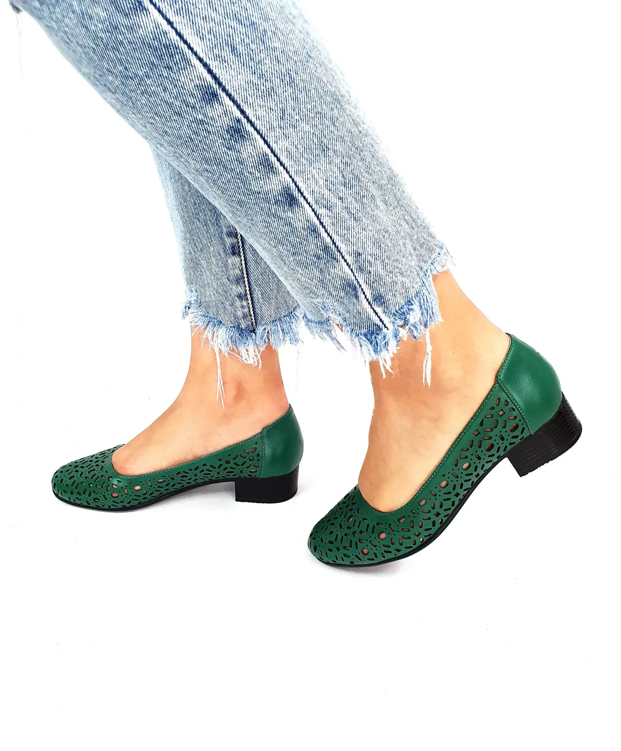 Catinca Shoes T10 V pantofi dama perforati verde