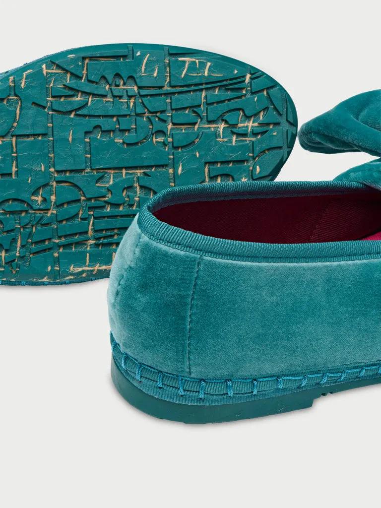 Flagelus Lady Lyra papuci catifea verde cu funda