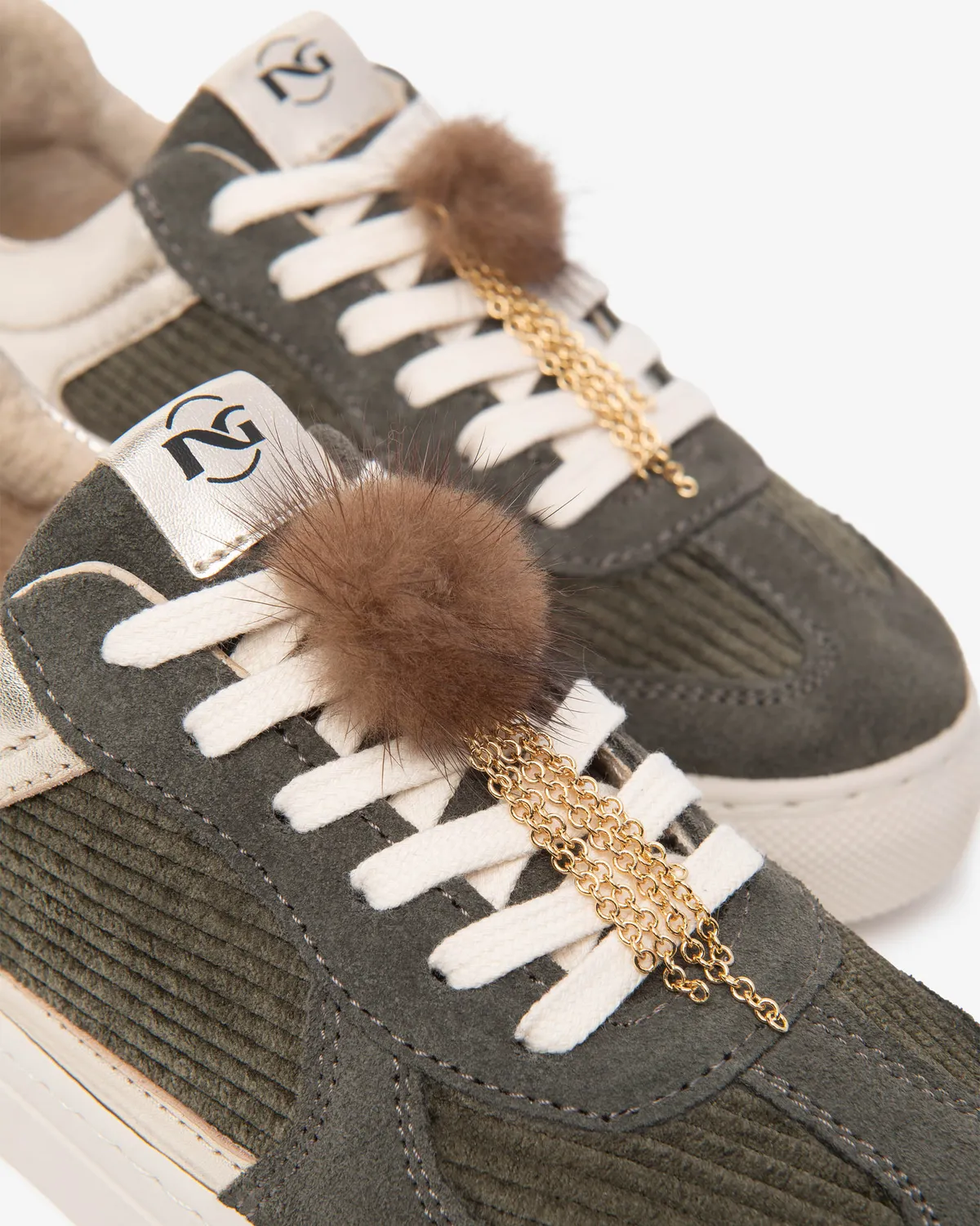 Sneakers fete NeroGiardini piele intoarsa cu pompon