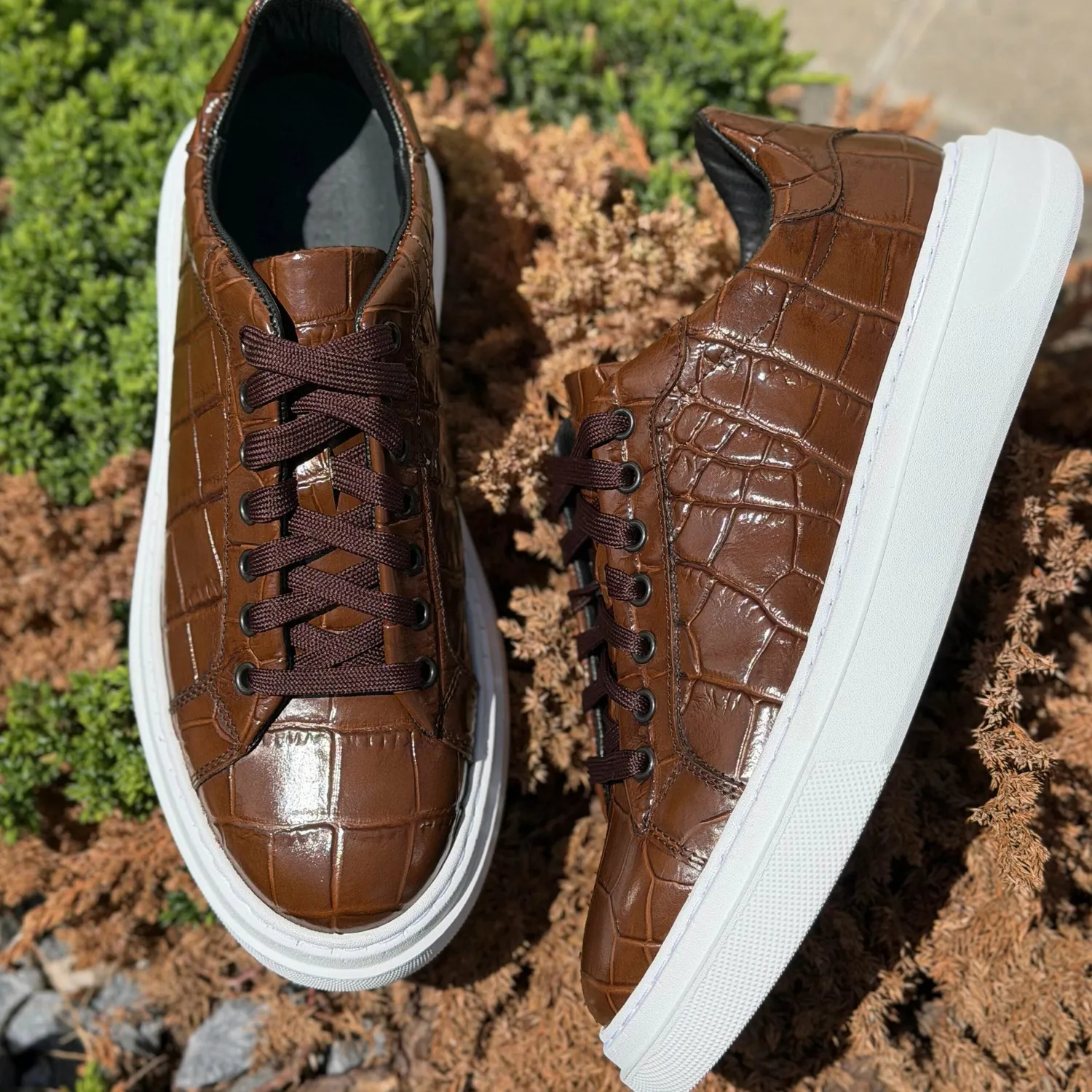 Lucas Shoes 510 Chile sneakers maro croco piele