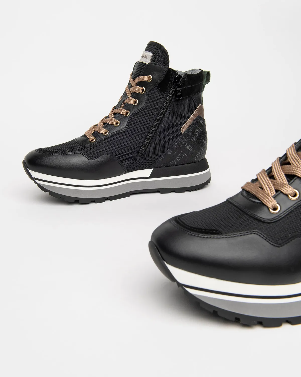 NeroGiardini sneakers dama piele inalti cu fermoar