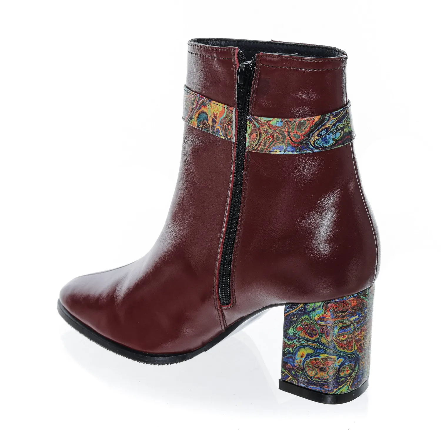 Catinca Shoes GX43 BBP ghete damă piele bordo pictură