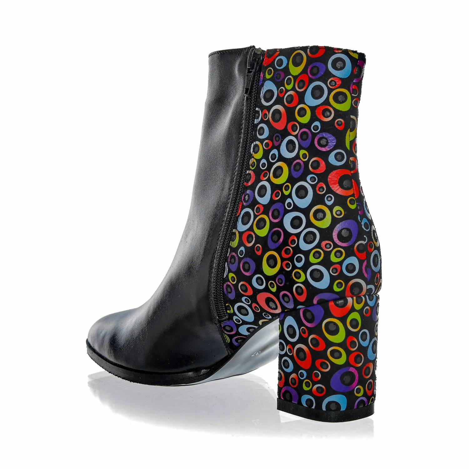 Catinca Shoes GX31 NBCC ghete dama piele neagra cerculete