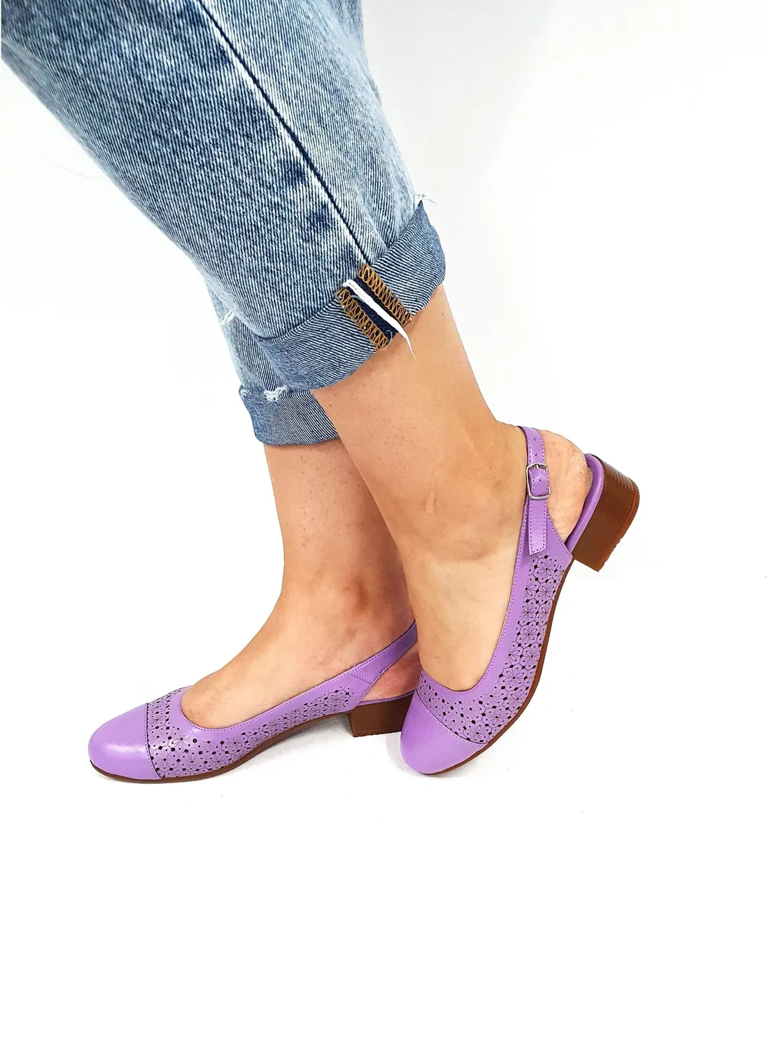 Catinca Shoes T16 L sandale dama lila piele naturala