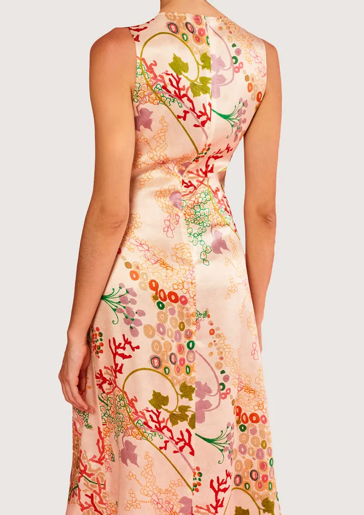 Flagelus Jeanne Tennis rochie midi matase multicolor