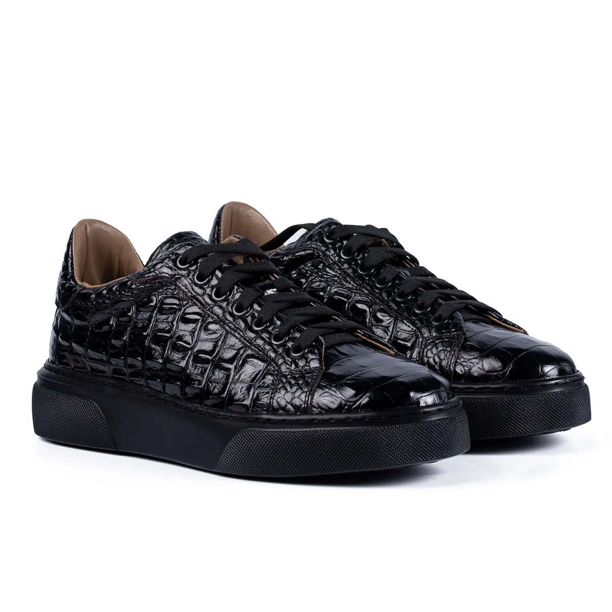 Lucas Shoes Sneaker 510 Croco sneakers negri piele naturala