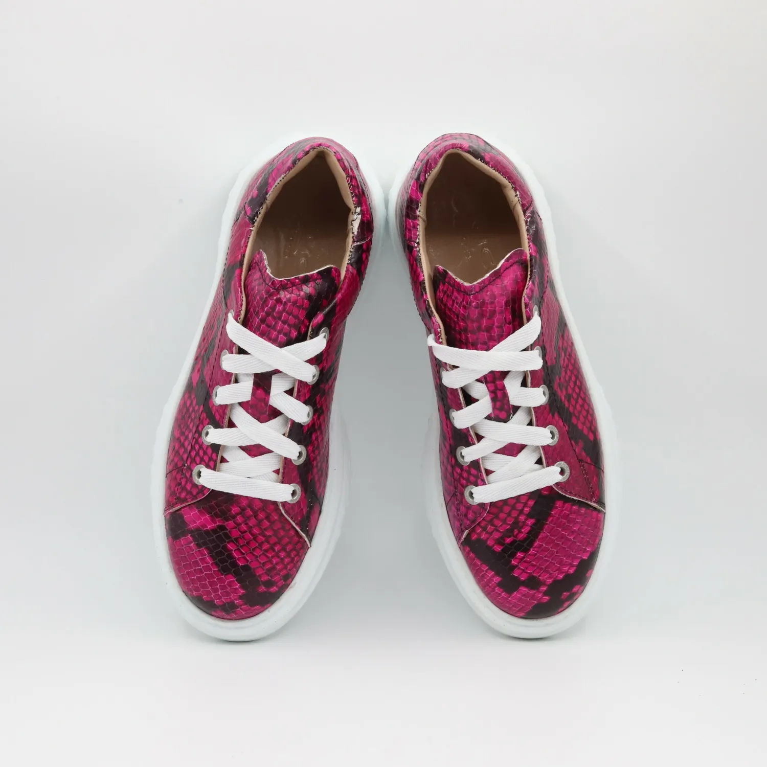 Lucas Shoes 5101 RV Pink Snake sneakers roz piele