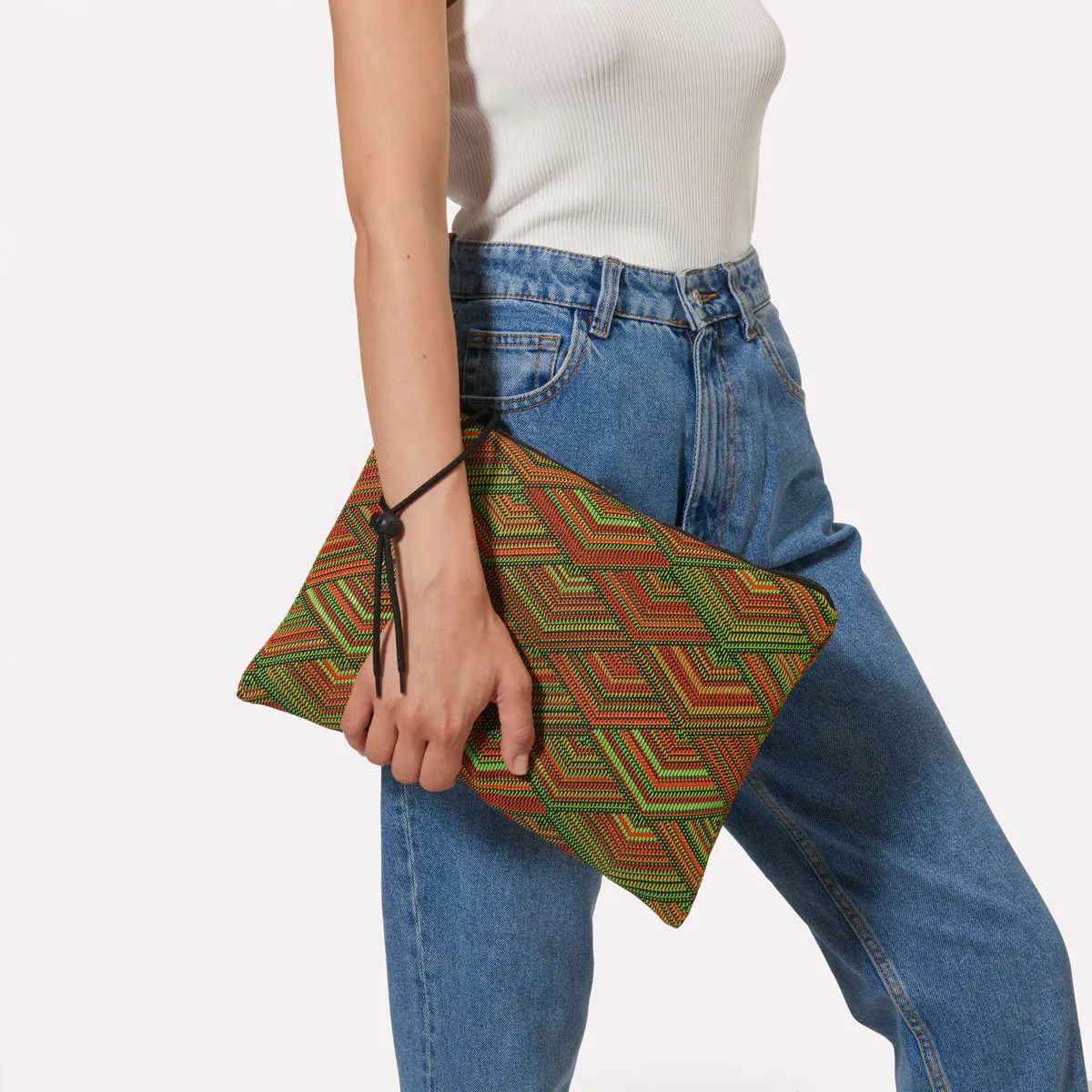 Cecilia Bringheli Ventiquattro plic clutch tesatura verde