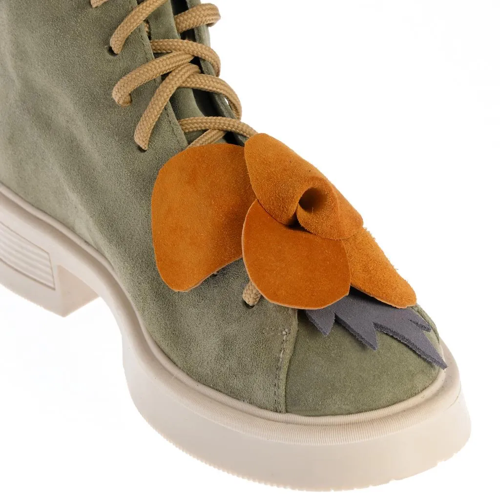 Ana Urbana Shoes Yasmina bocanci verde oliv aplicatie florala